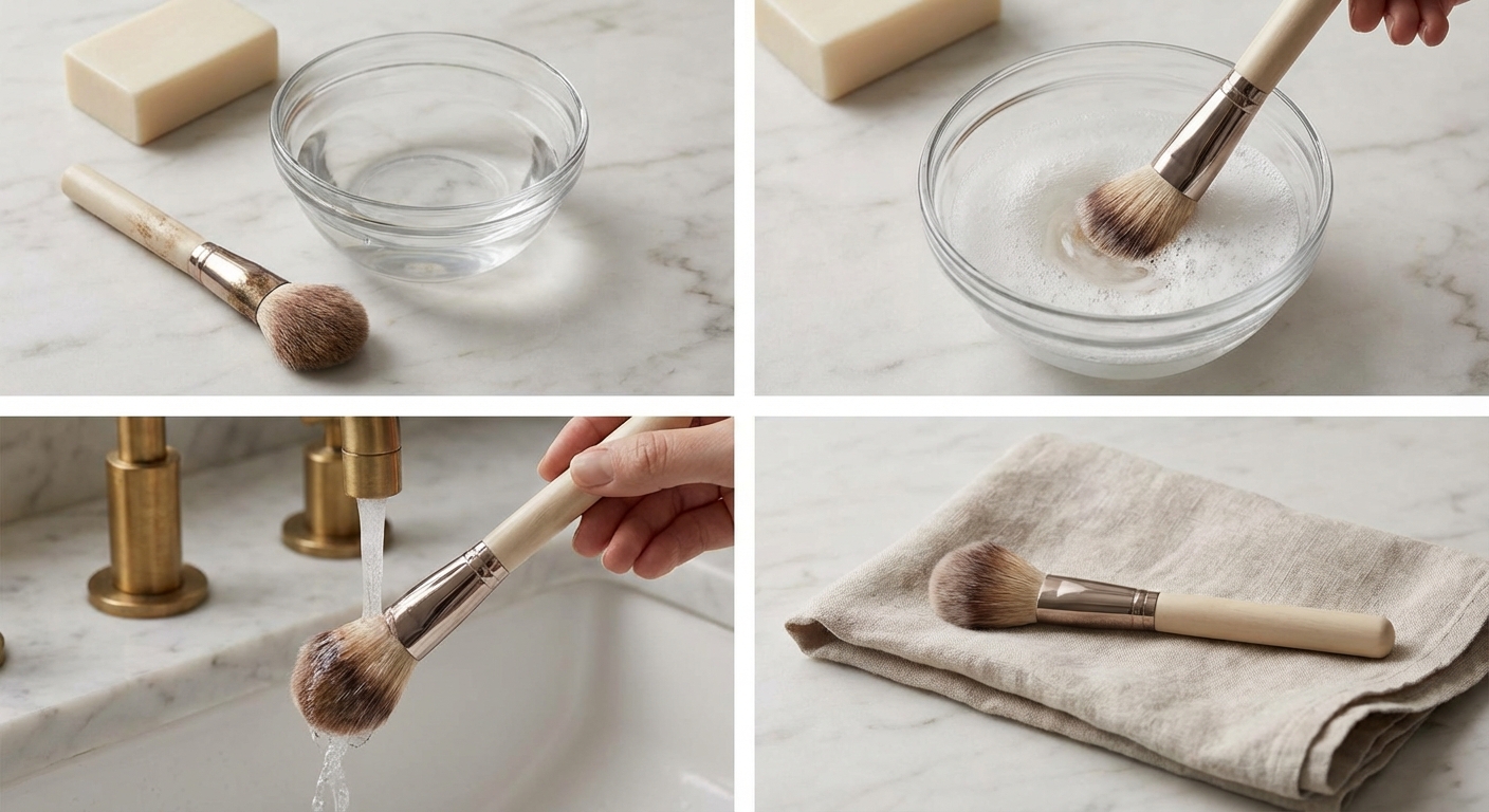 브러쉬 세척 과정 단계별 사진