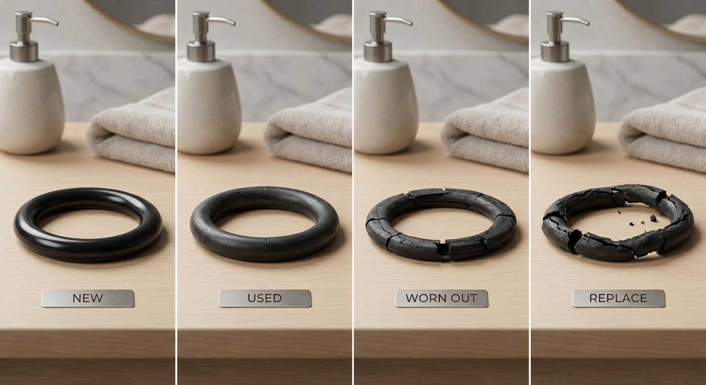 교체 시기를 보여주는 고무 패킹 상태별 사진