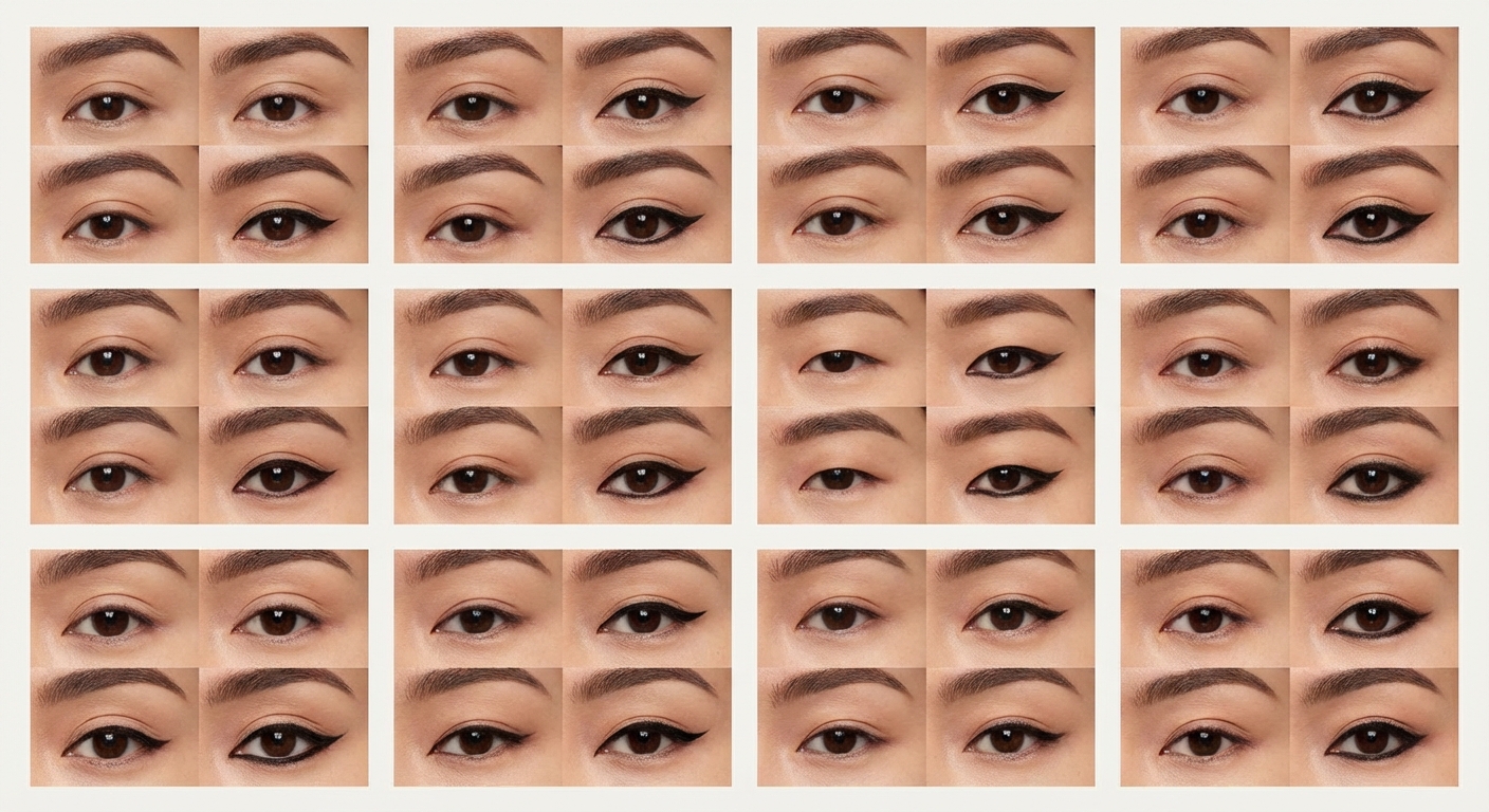 다양한 눈매 유형별 아이라인 비교 사진