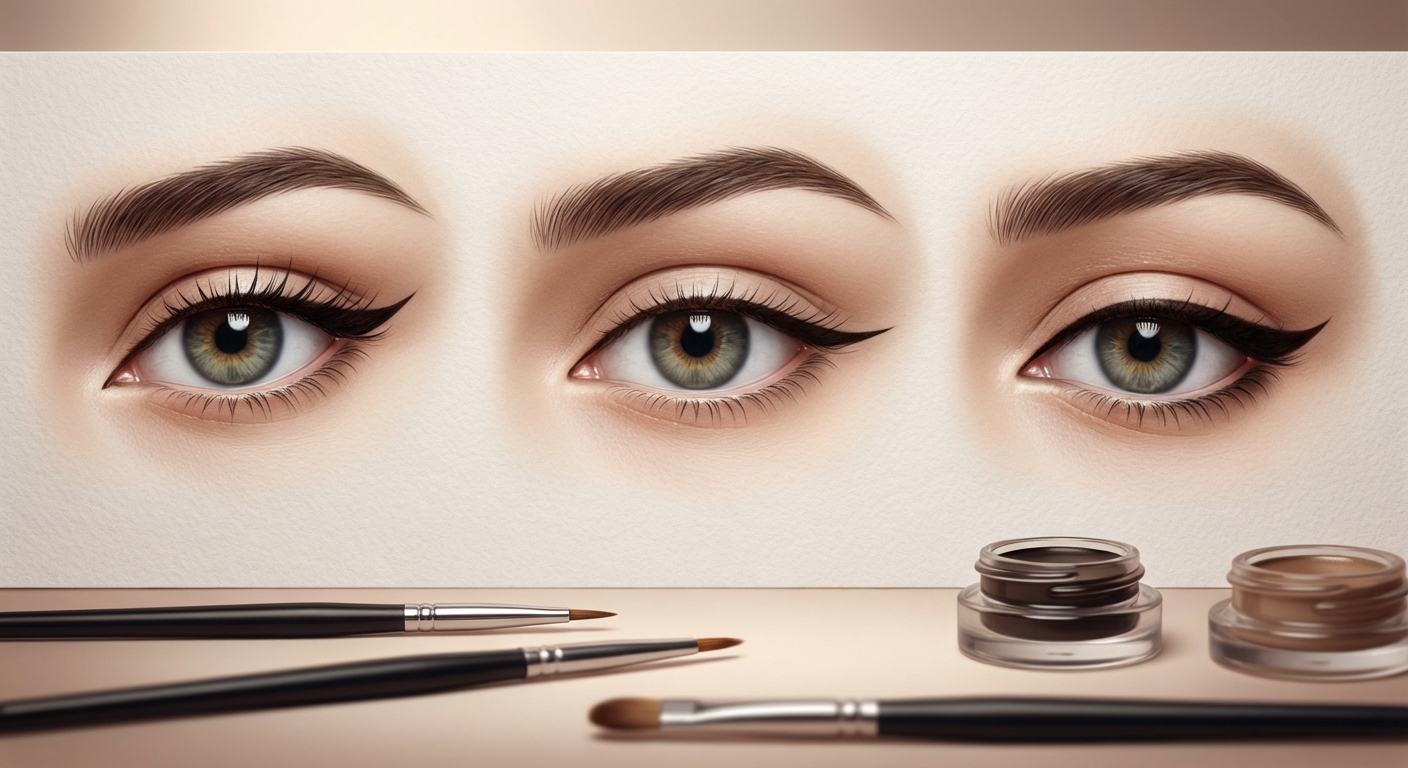 눈꼬리 각도별 아이라인 방향 비교 도해