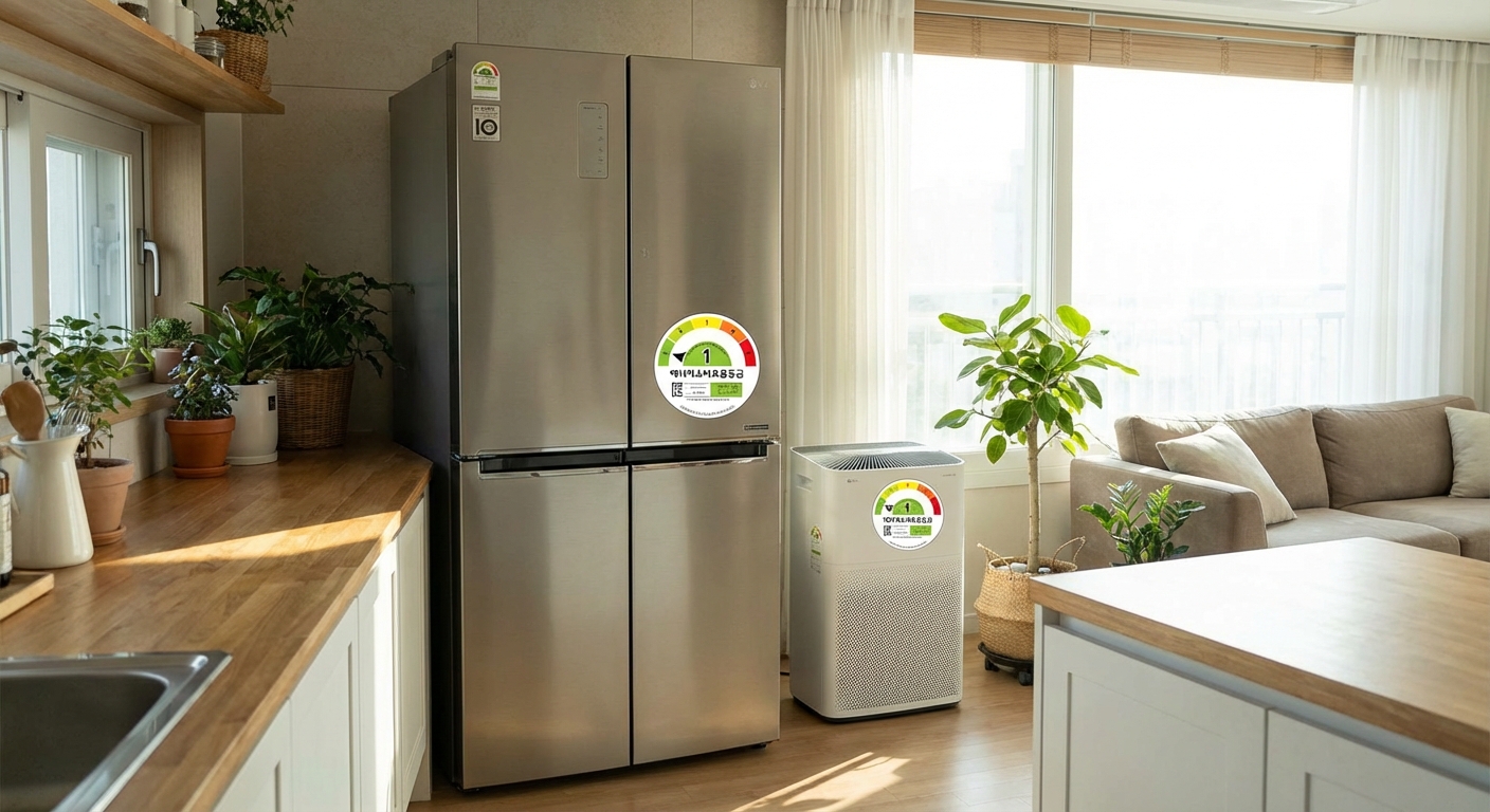 에너지효율 1등급 가전제품을 사용하는 주방 또는 거실 모습