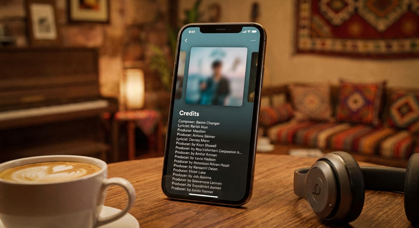 음원 플랫폼 상세 페이지에서 크레딧 정보 확인하는 화면
