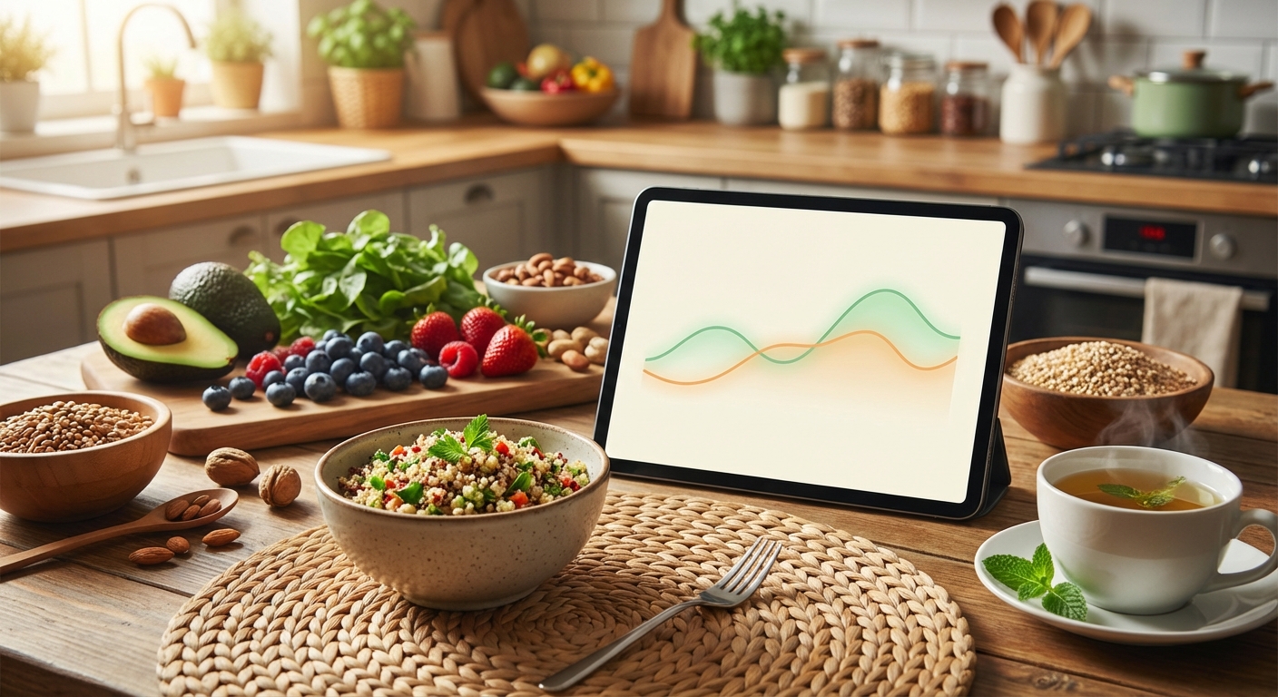 혈당 변화 그래프와 건강한 식품들