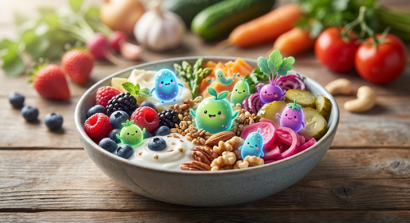 장내 미생물 균형을 나타낸 일러스트