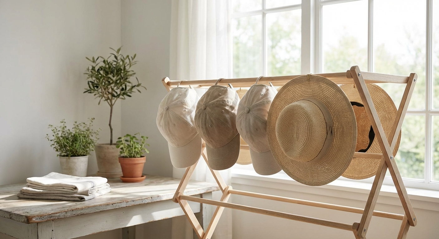 깨끗하게 세탁된 모자들