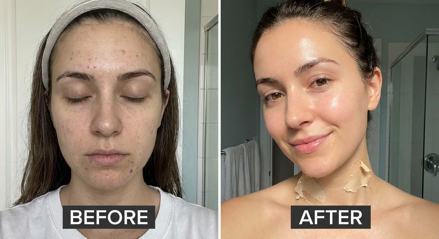 모델링 팩을 얼굴에 바른 전후 비교 사진