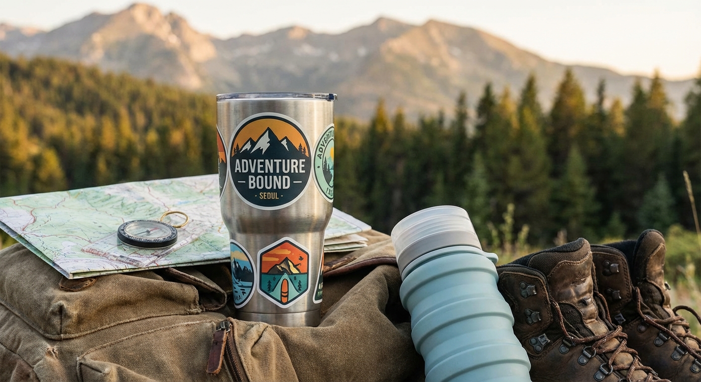 여행용 텀블러와 접이식 물병