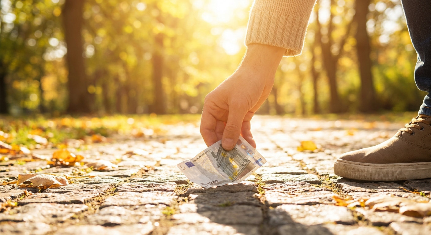 바닥에 떨어진 지폐를 발견한 순간