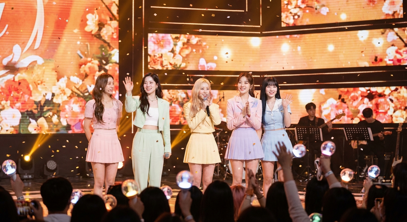 음악방송 무대 위 아이돌 그룹