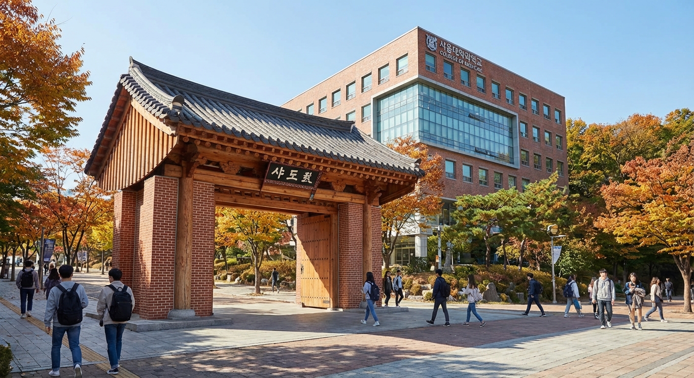 서울대 정문과 의과대학 건물이 함께 보이는 풍경