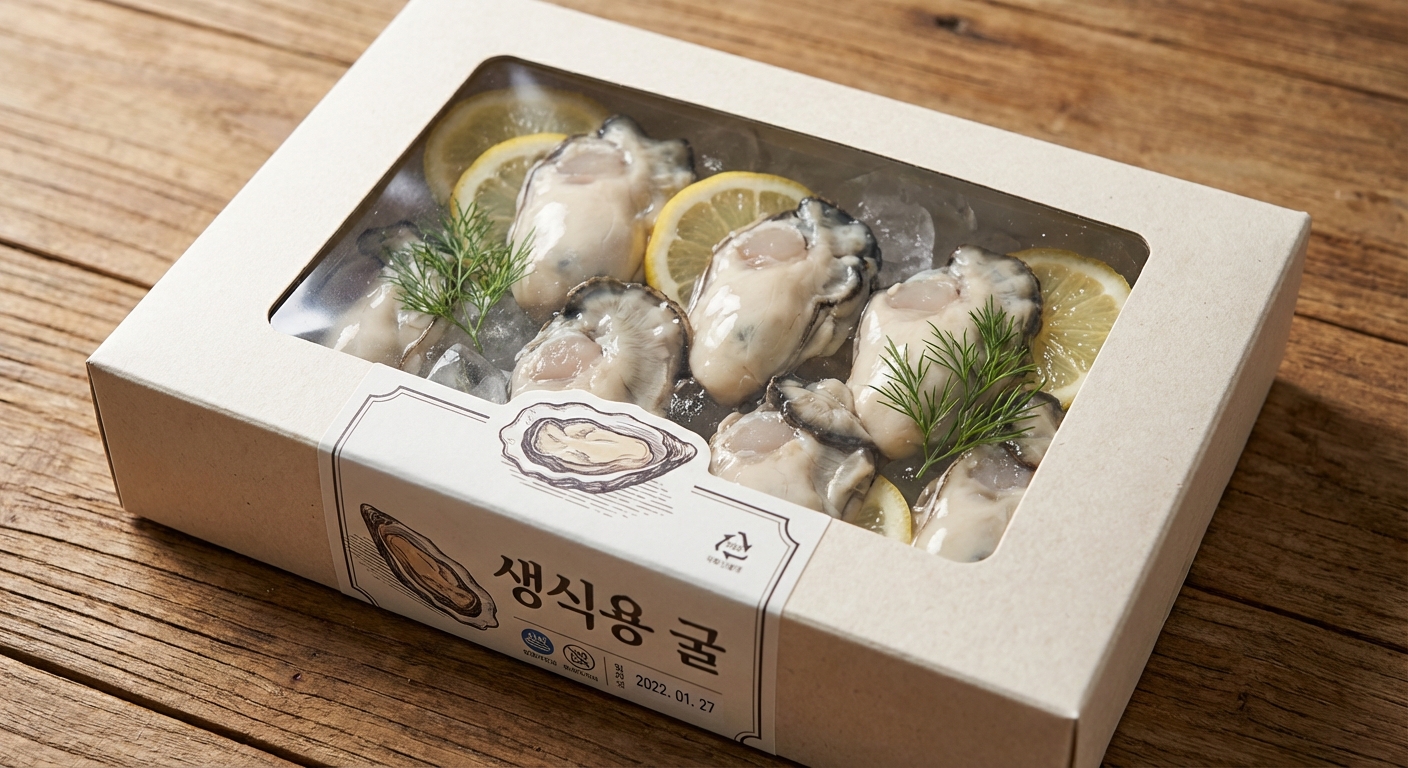생식용 굴 포장지 표시 예시