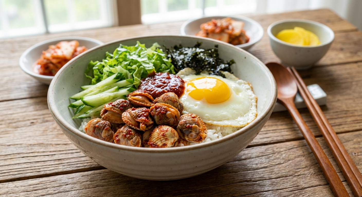 꼬막 비빔밥 완성 사진