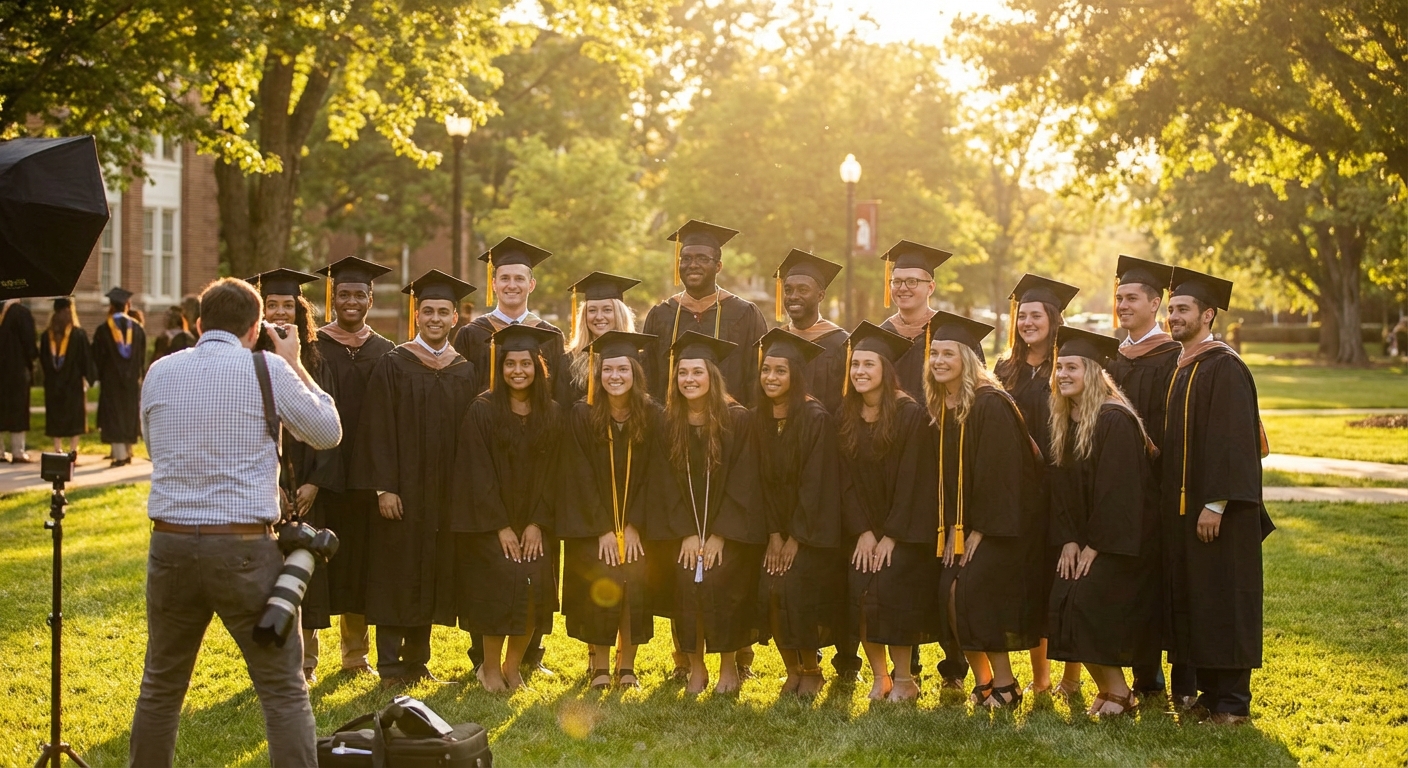 졸업식 단체사진 촬영 장면