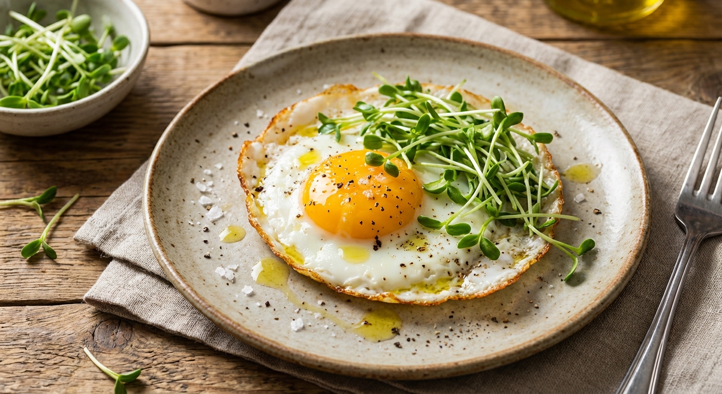 마늘 싹이 올라간 계란 프라이