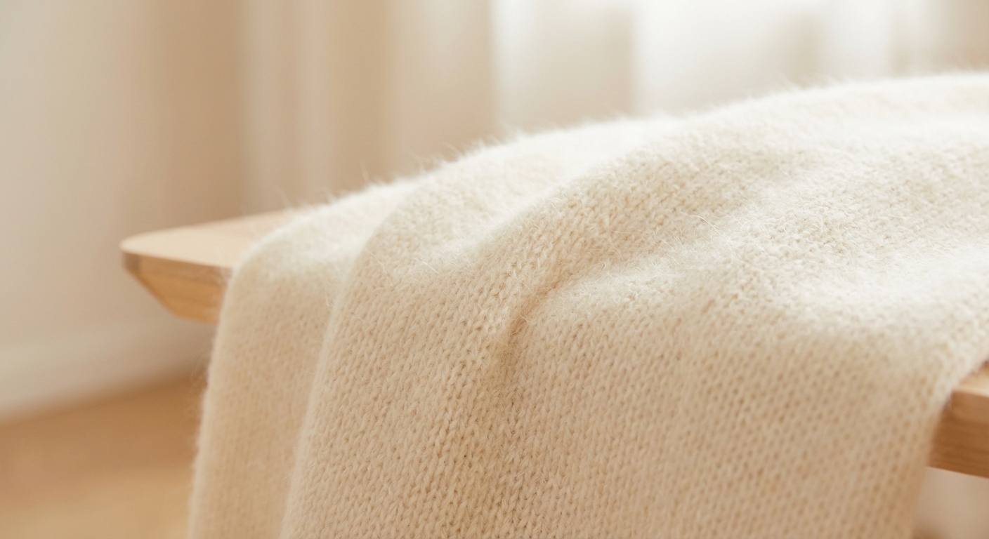 앙고라 니트의 디테일 클로즈업 컷