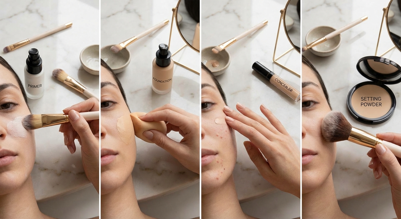지성 피부 베이스 메이크업 레이어링 단계별 사진