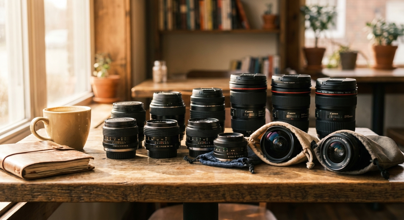 다양한 카메라 렌즈들