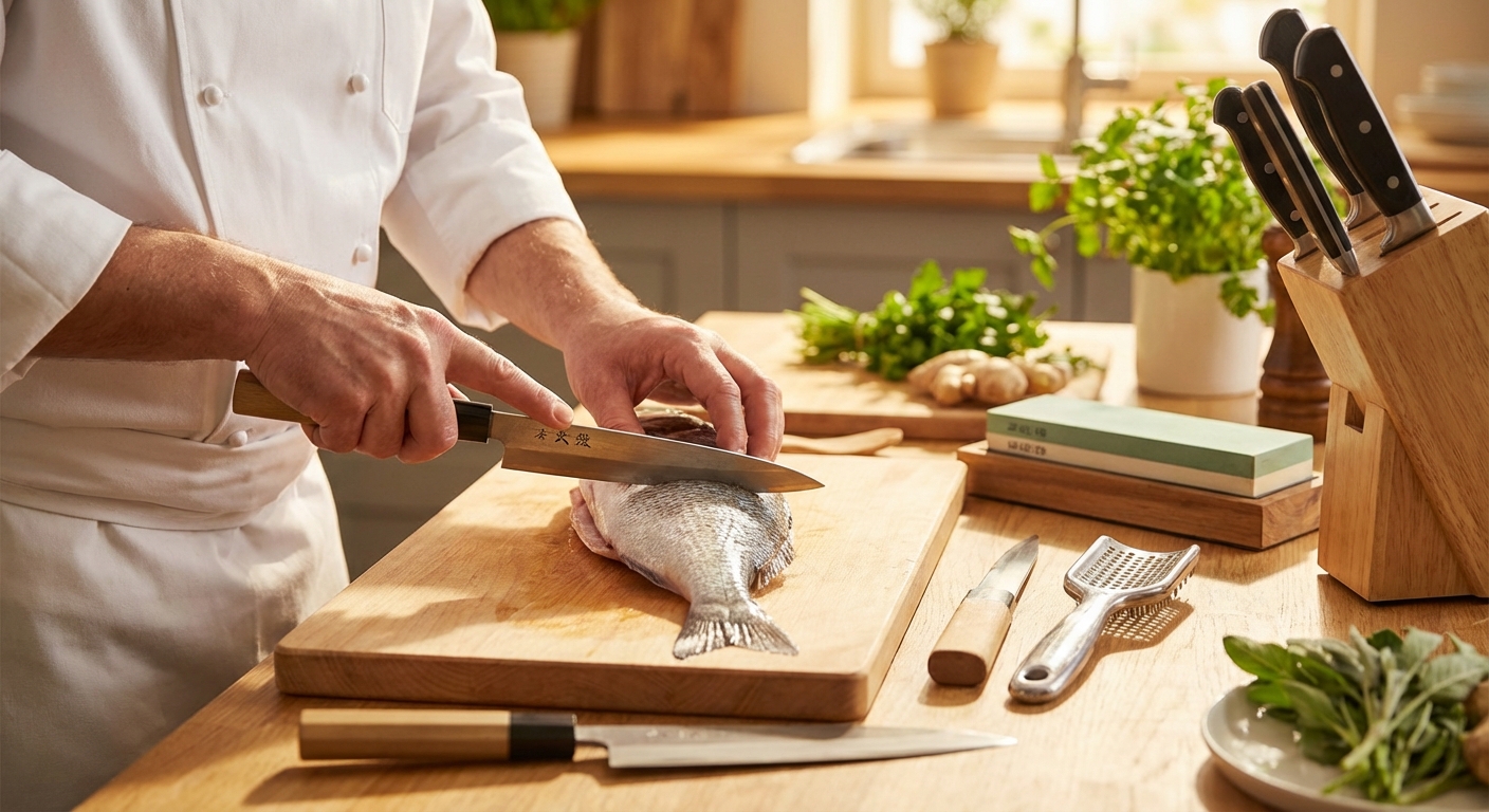 회뜨는 모습 또는 손질 도구