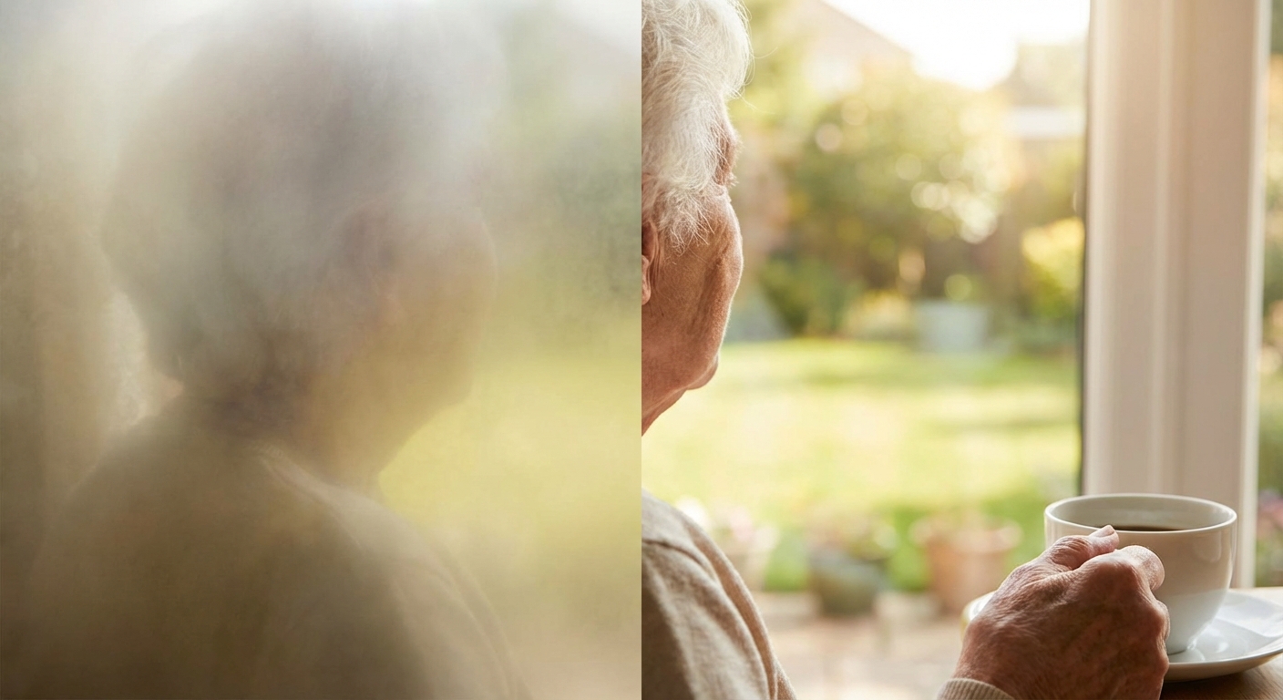 백내장 초기 증상을 보여주는 시뮬레이션 이미지