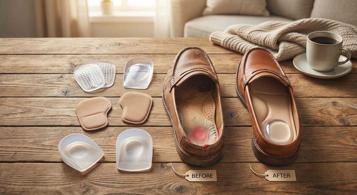 다양한 종류의 뒤꿈치 패드와 사용 전후 비교