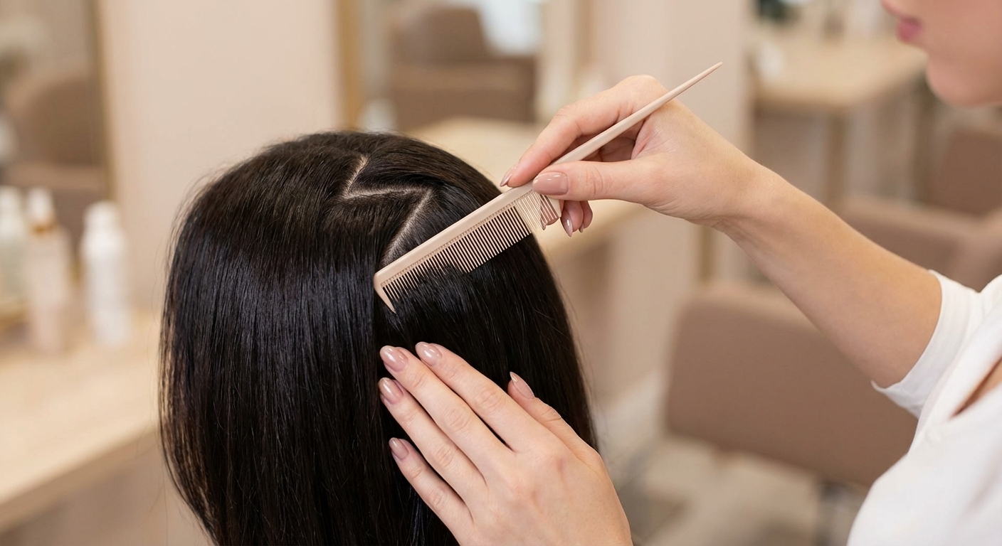 꼬리빗으로 지그재그 가르마 타는 과정 디테일 컷