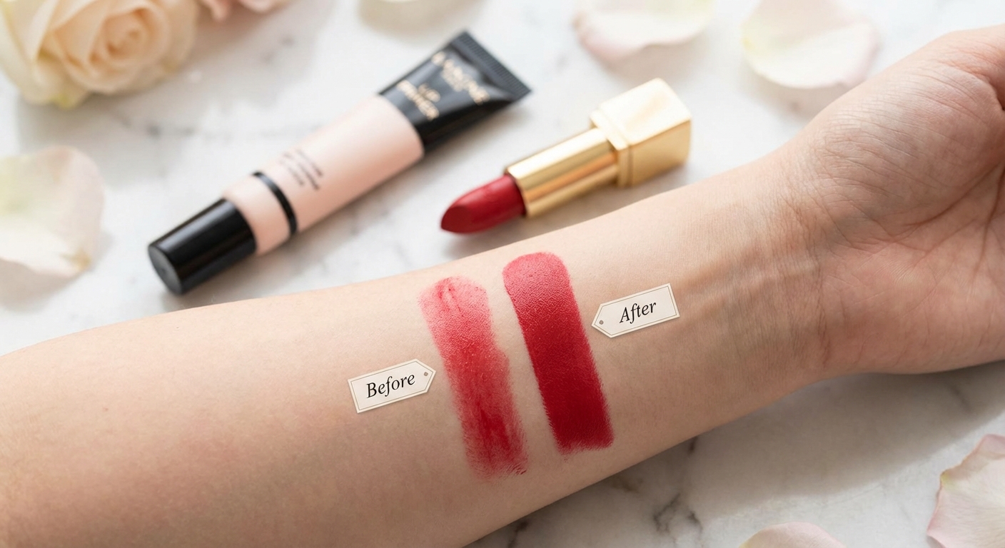 립 프라이머 사용 전후 발색 비교