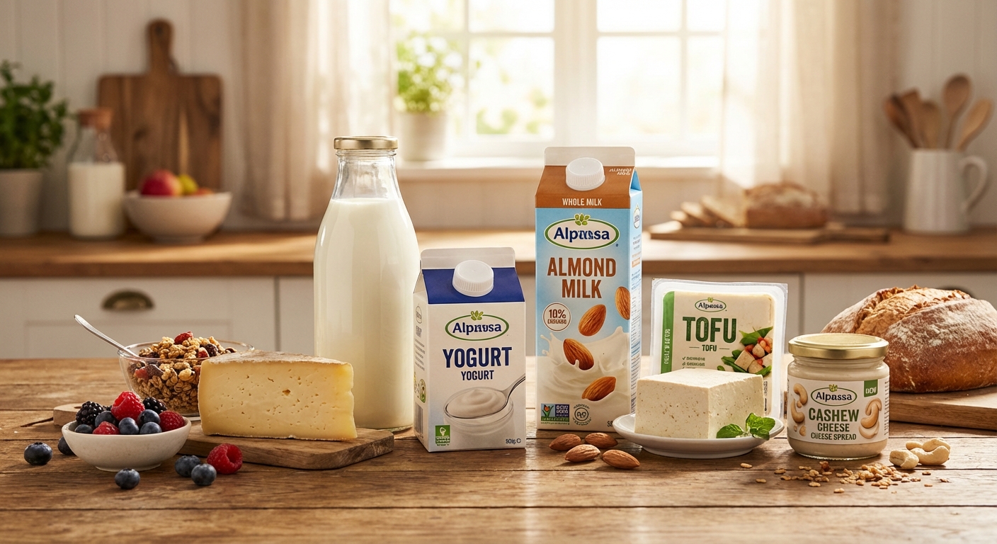 다양한 유제품과 대체 식품들