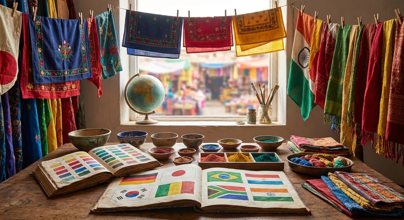 다양한 국기와 색상 팔레트