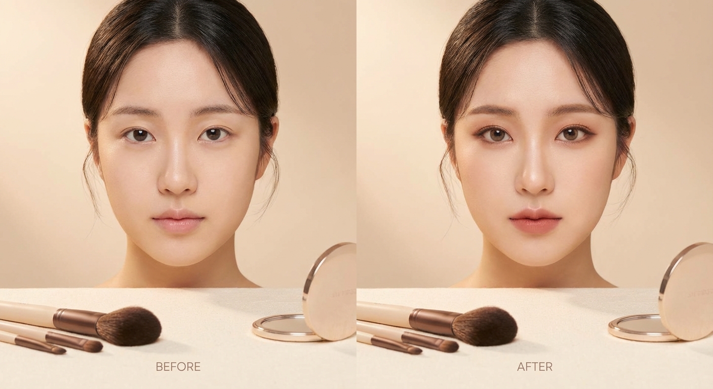 삼백안 메이크업 전후 비교 사진