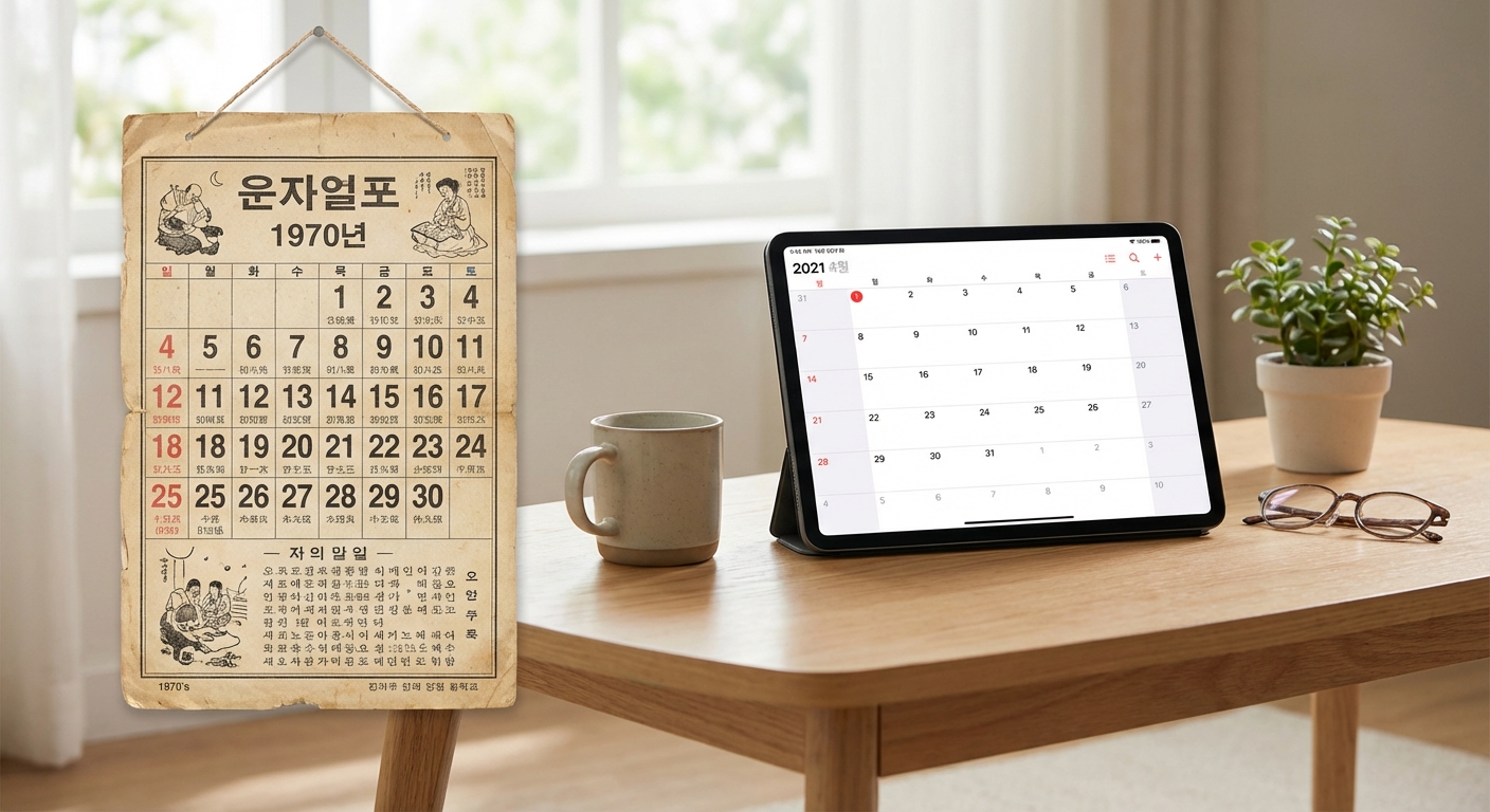 옛날 달력과 현대 달력 비교