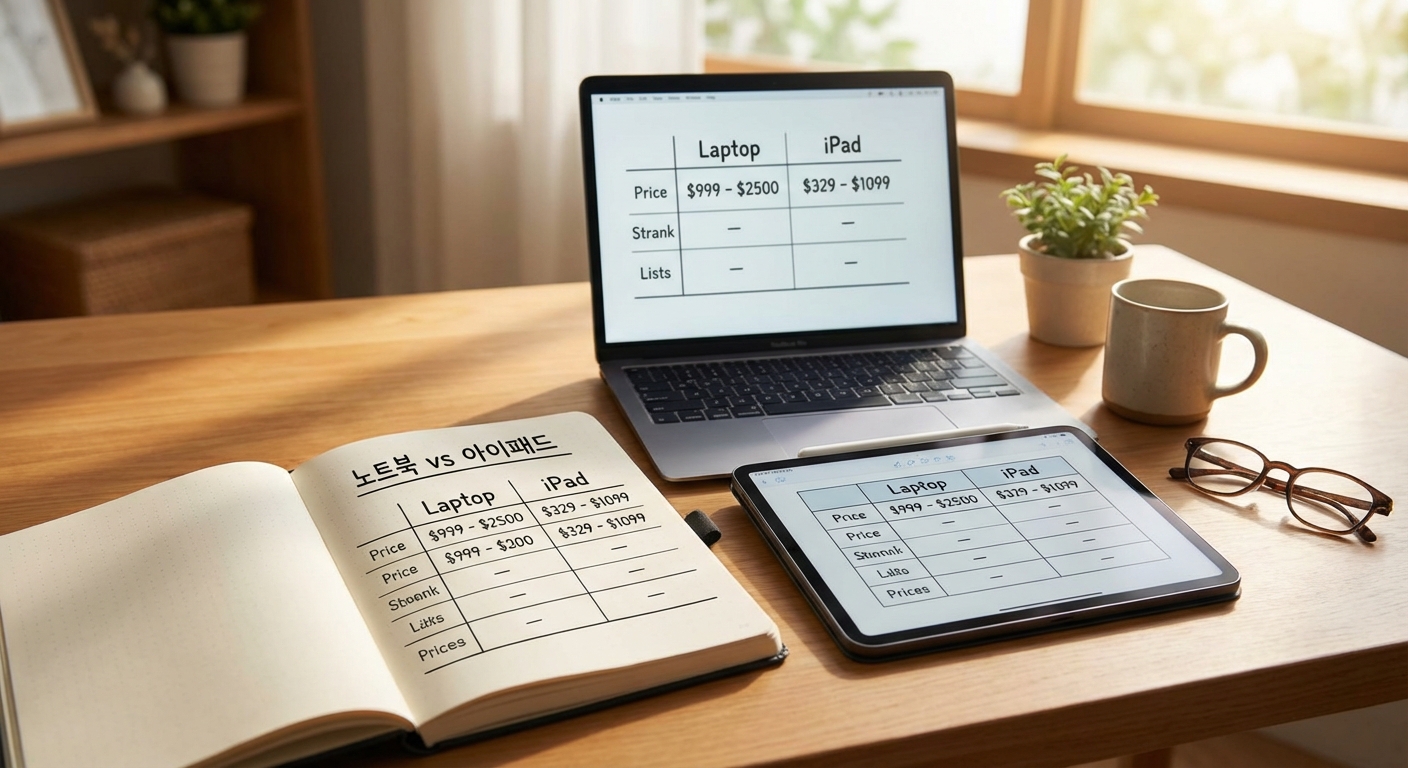 노트북과 아이패드 가격 비교표