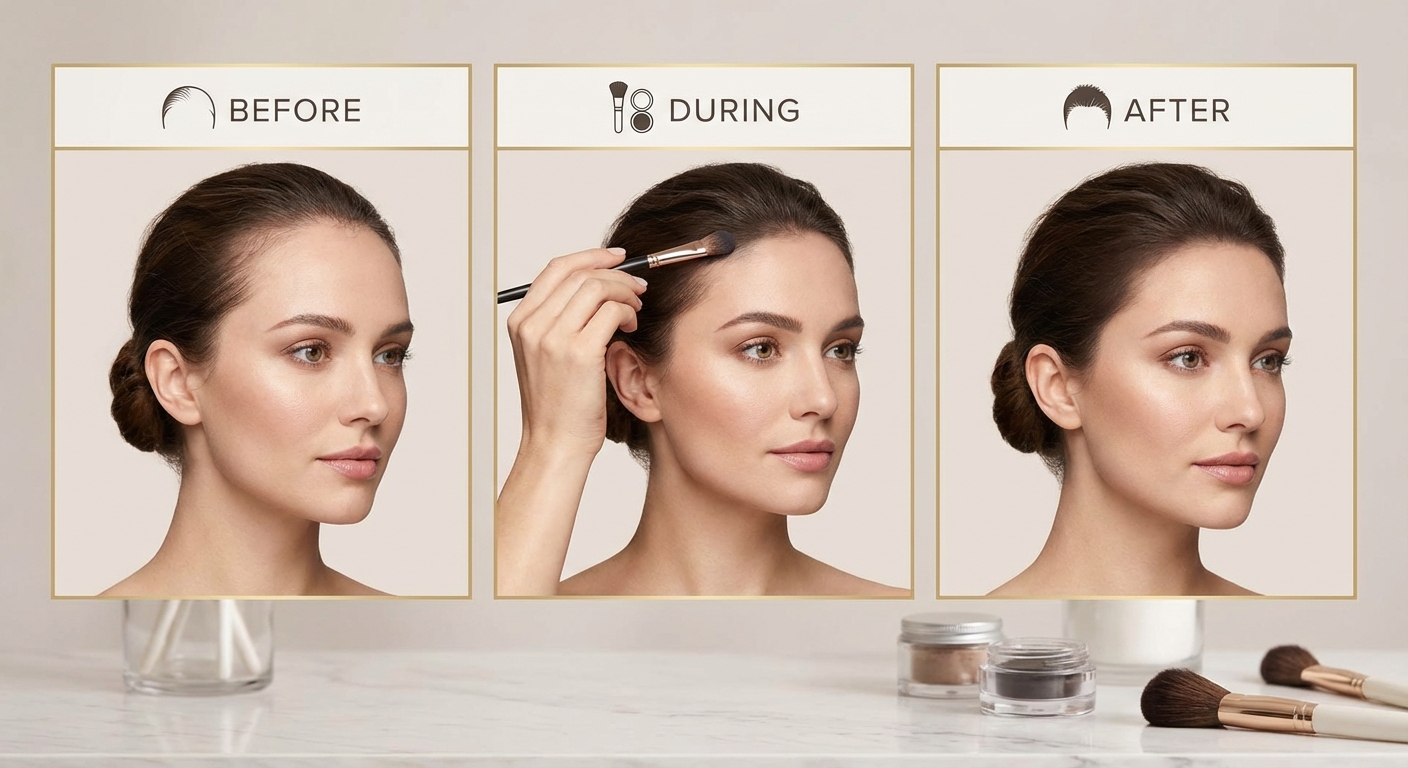 헤어라인 섀도우 사용 전후 비교 및 바르는 과정