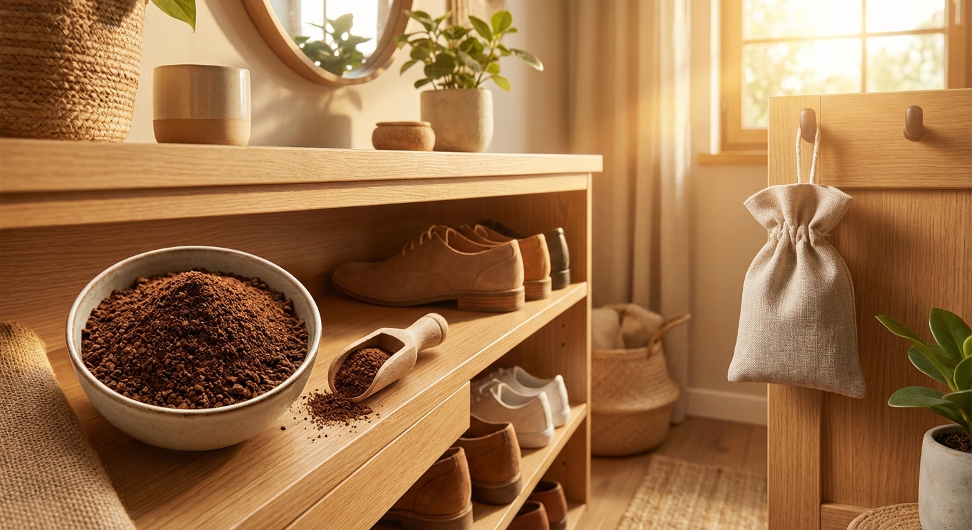 신발장과 탈취제로 사용되는 커피 찌꺼기