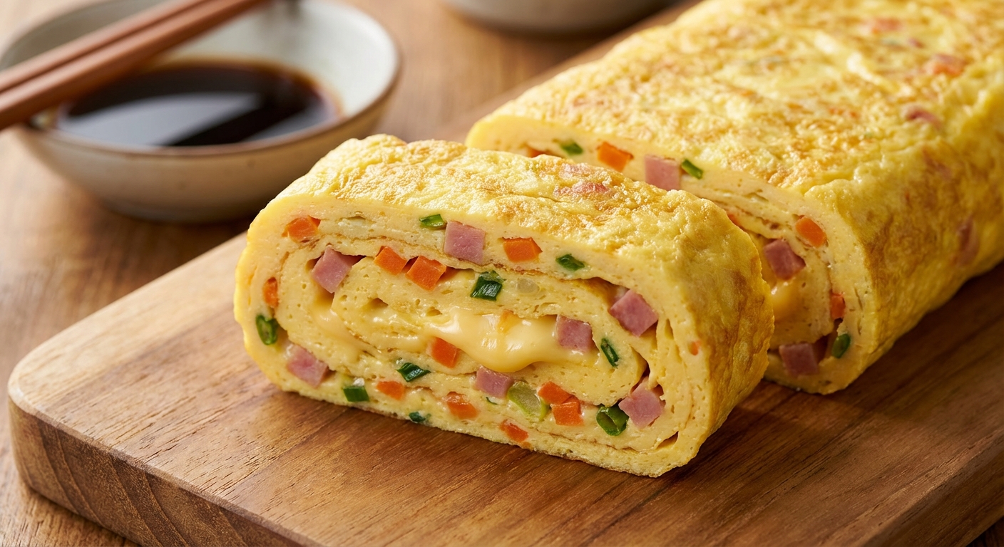 다양한 속재료가 들어간 계란말이 단면