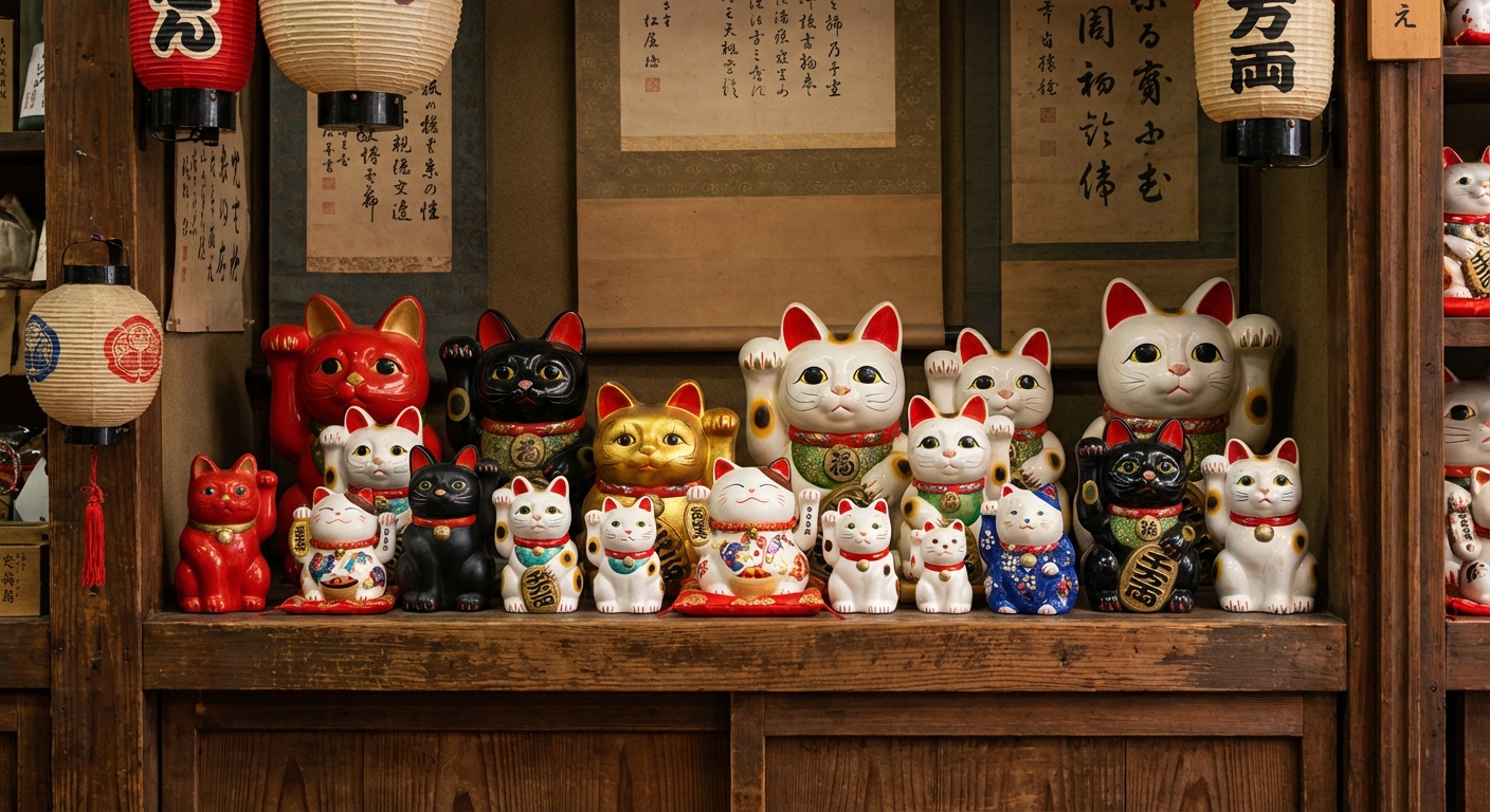 다양한 색상의 마네키네코들