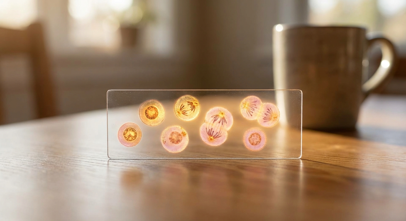 세포 분열 과정을 보여주는 현미경 이미지