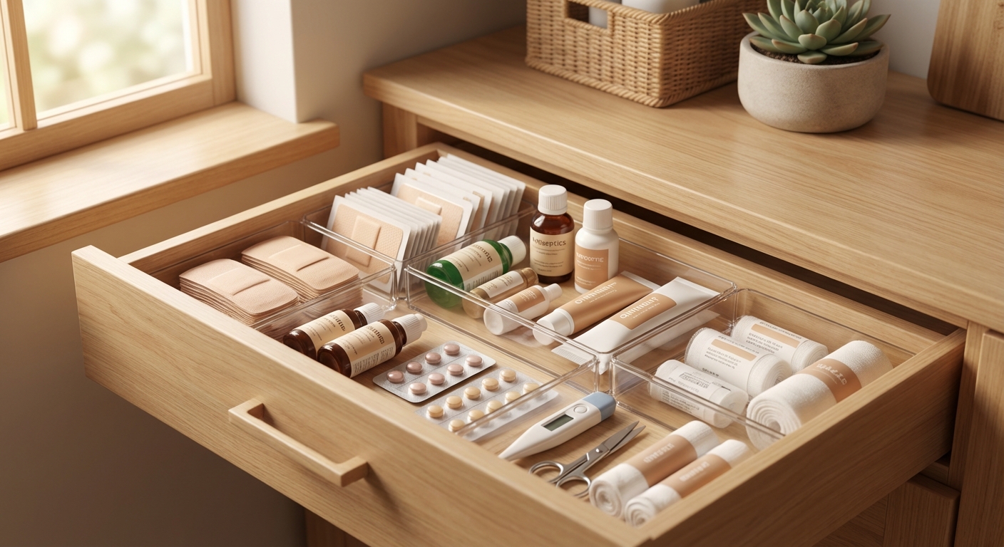 정리된 응급의약품 서랍