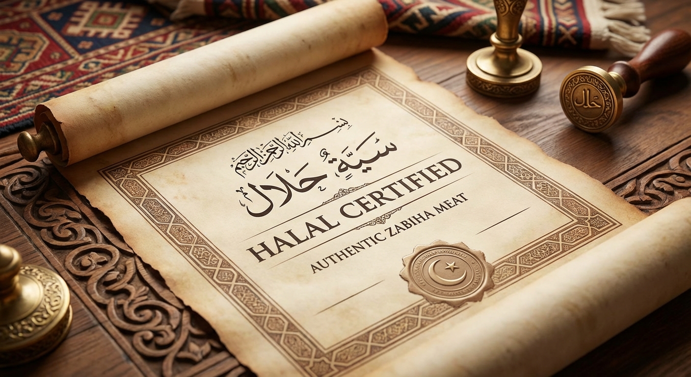 할랄 고기 인증서 이미지