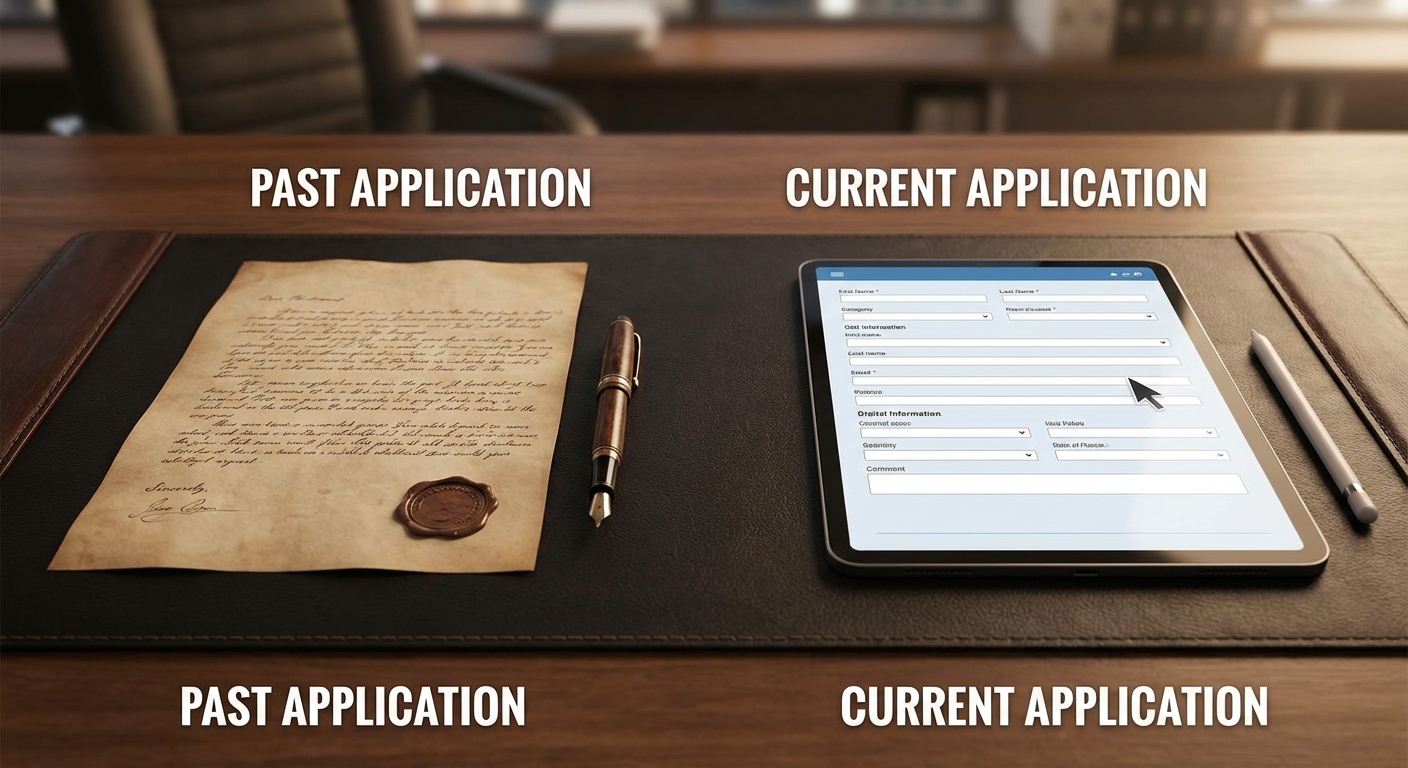 과거와 현재의 지원서 양식 비교