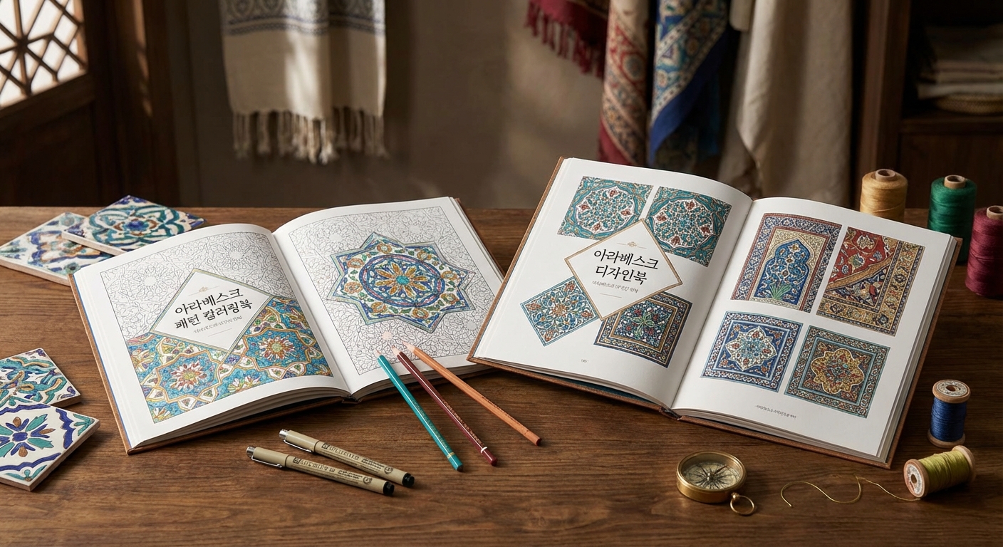 아라베스크 패턴 컬러링북과 디자인북