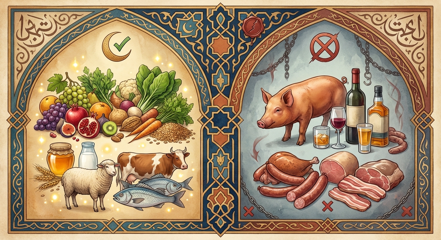 할랄과 하람 음식을 구분하는 인포그래픽