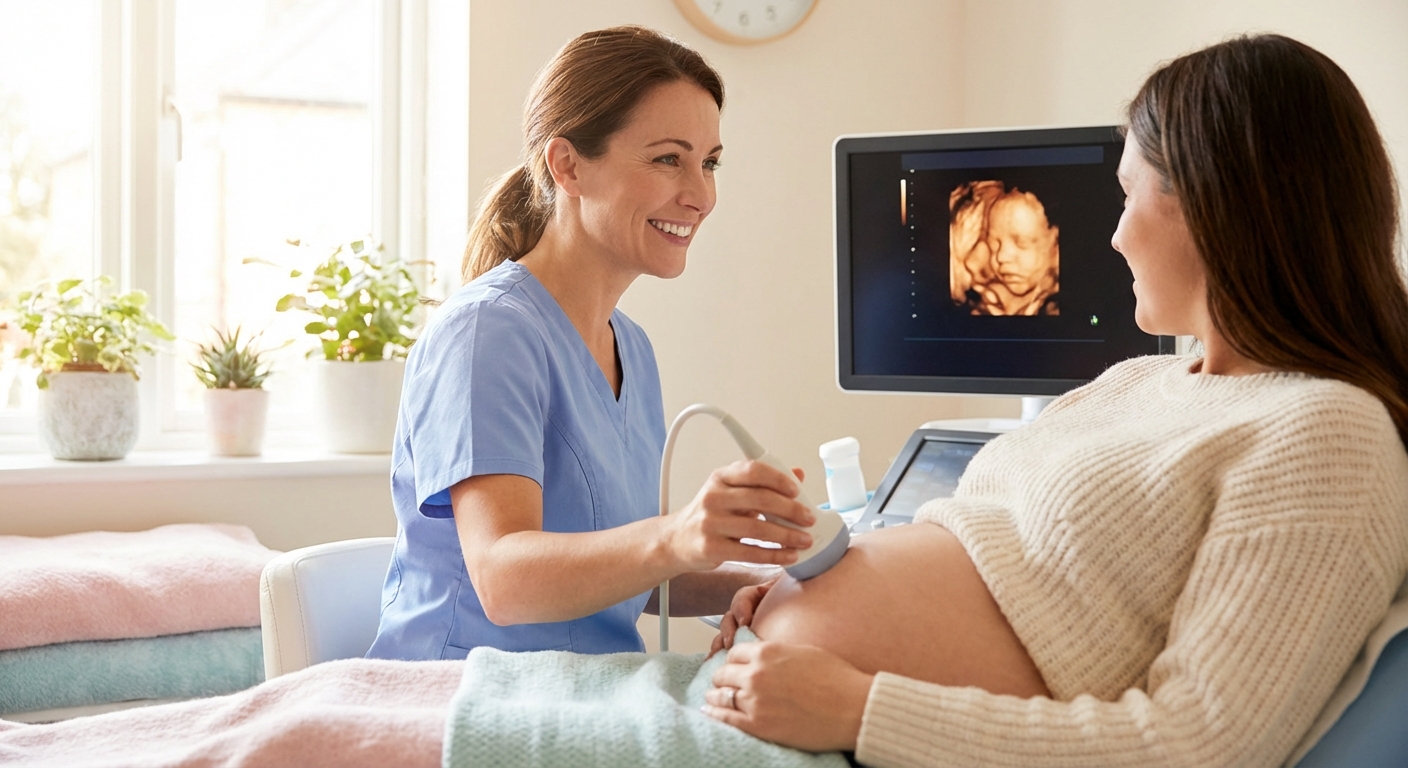 초음파 검사 장면 또는 의료 장비 이미지