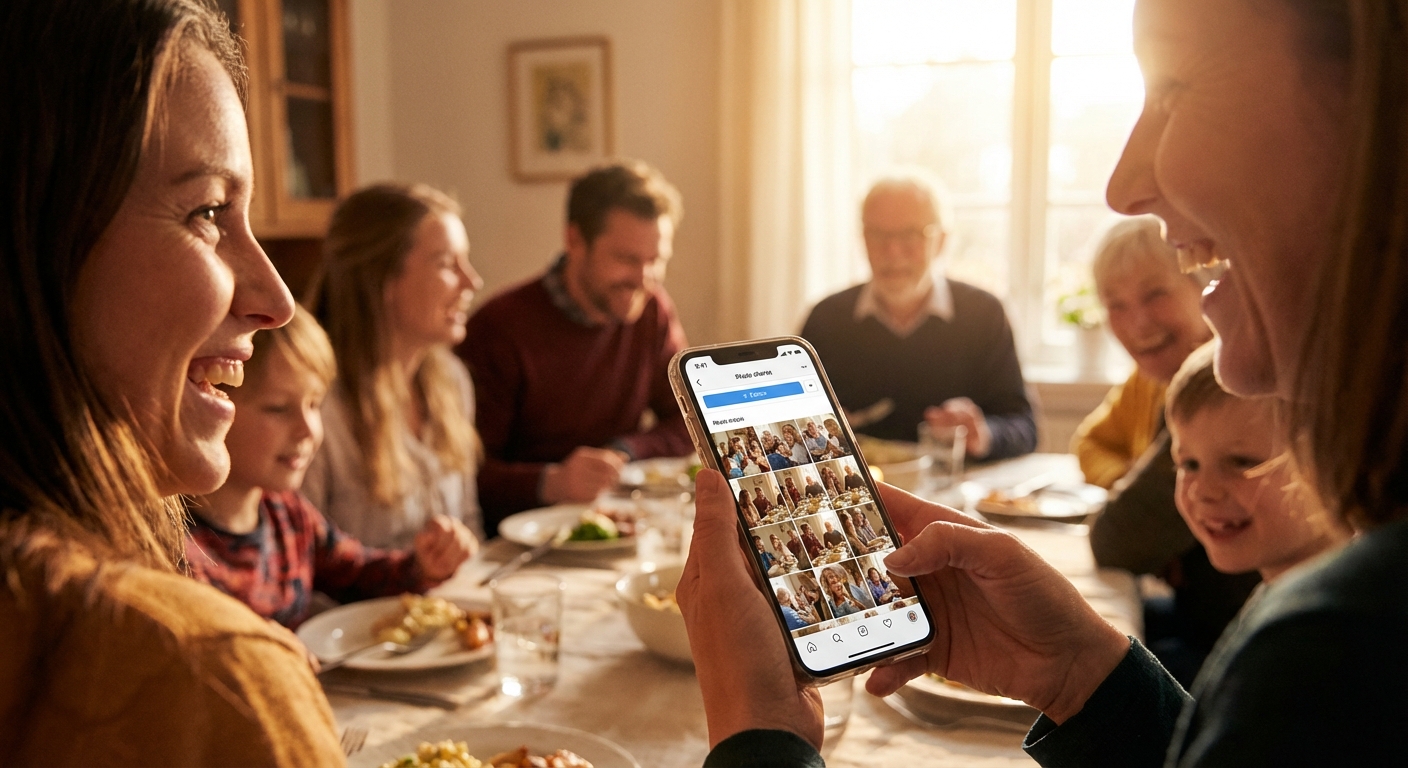 스마트폰 앱 화면 또는 가족 모임