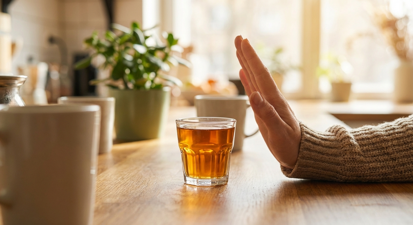 술잔을 거절하는 손 제스처