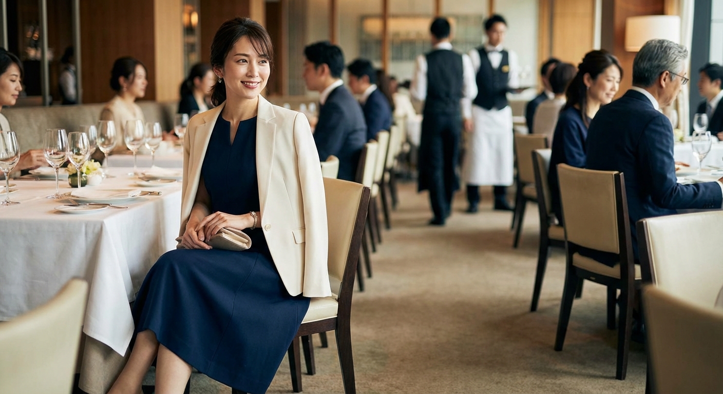 레스토랑에서의 상견례 코디 완성 룩