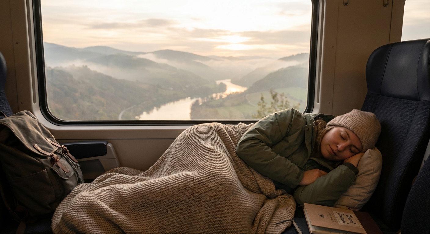 담요를 덮고 편안히 잠든 승객의 모습