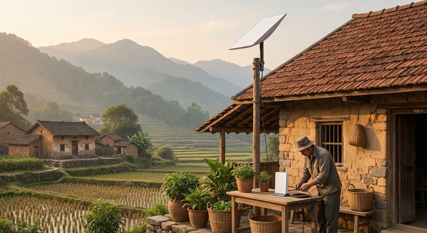스타링크 단말기와 안테나 설치 모습