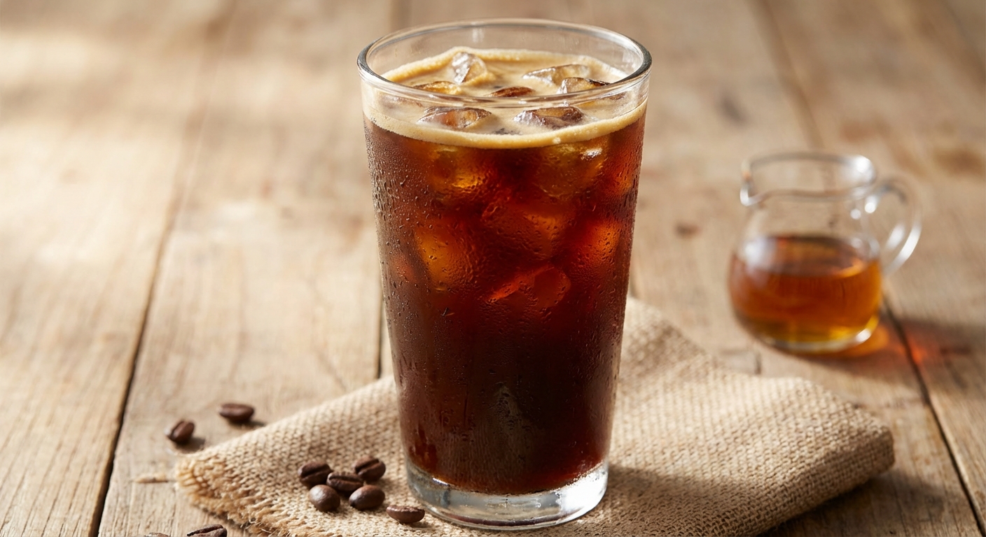 투명한 잔에 담긴 아이스아메리카노