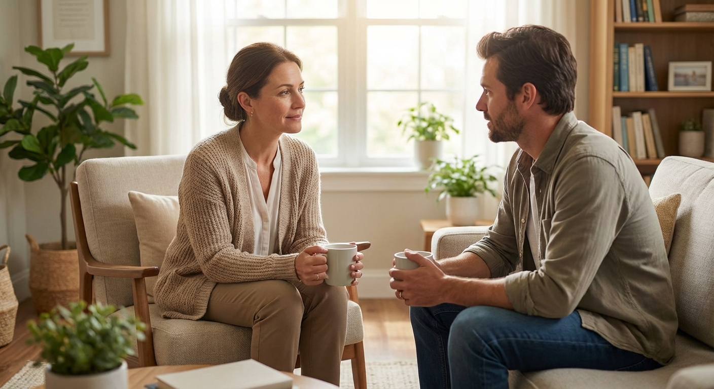 상담센터에서 대화하는 장면