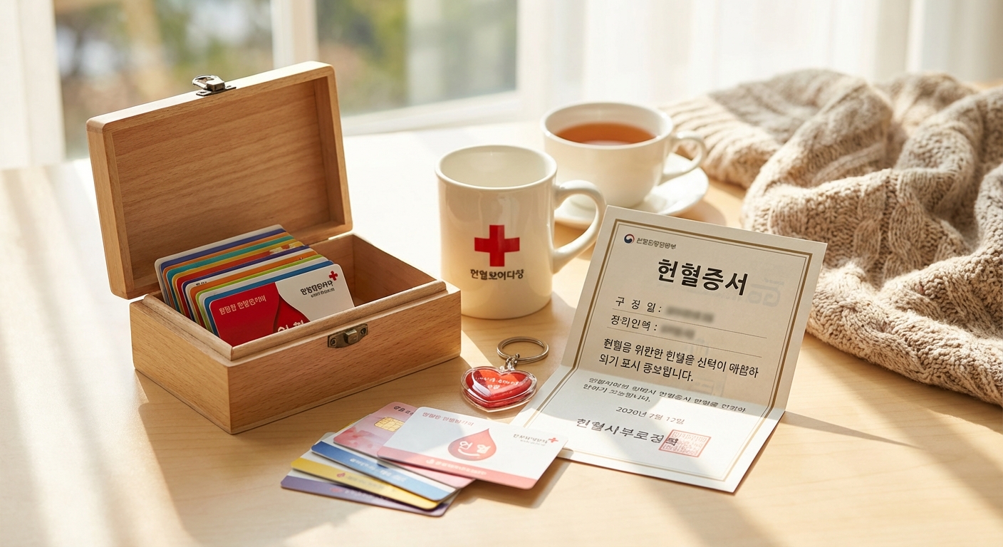 헌혈 기념품 또는 헌혈 증서 이미지